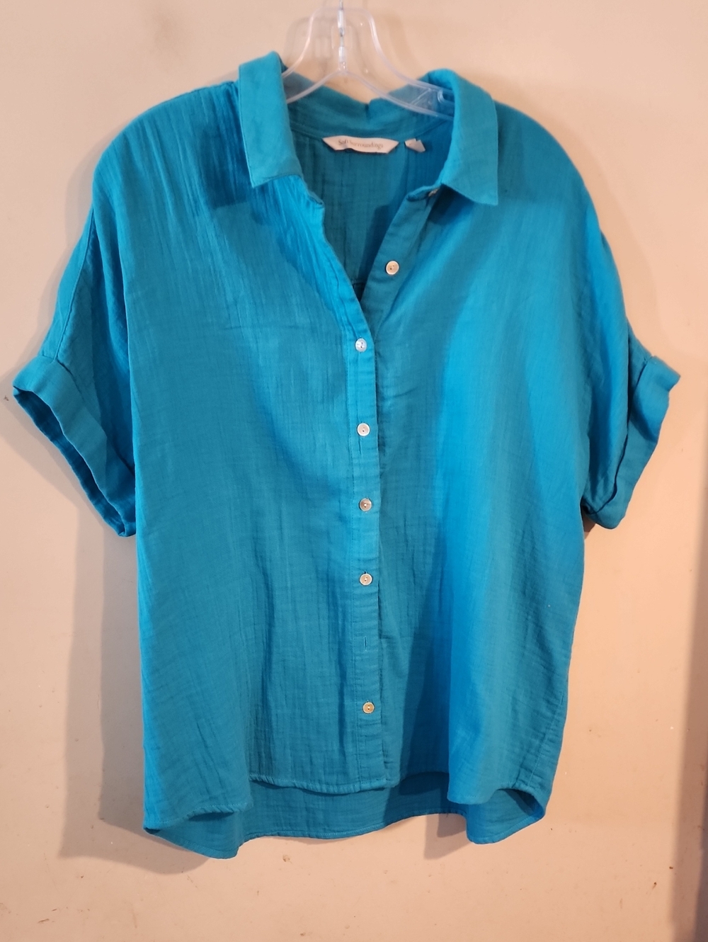 Soft Surroundings Turquoise Button-Front Women’s Shirt